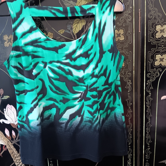 Picadilly Fashion Teal and Black Zebra-Print Tank - Picture 6 of 8